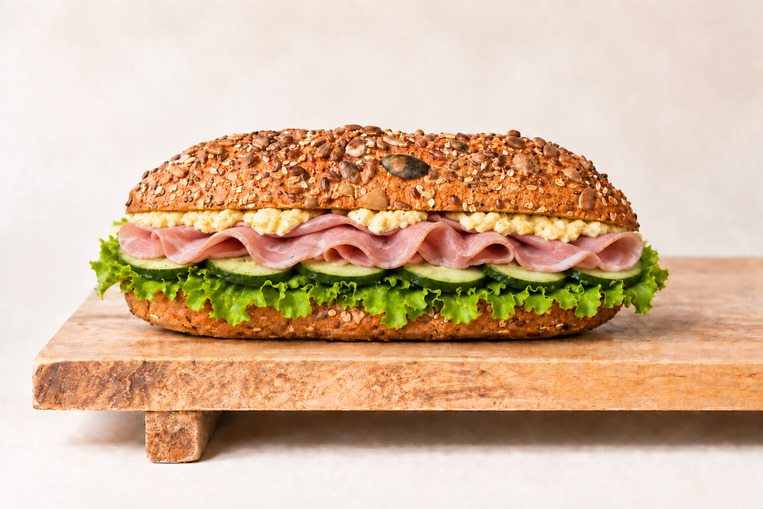 Glutenvrij hard broodje boerenham